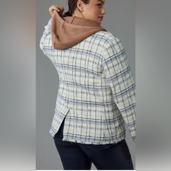 Anthropologie NWOT Jacket Blazer Tweed Twofer removable sweater hoodie sz XS - Picture 8 of 10